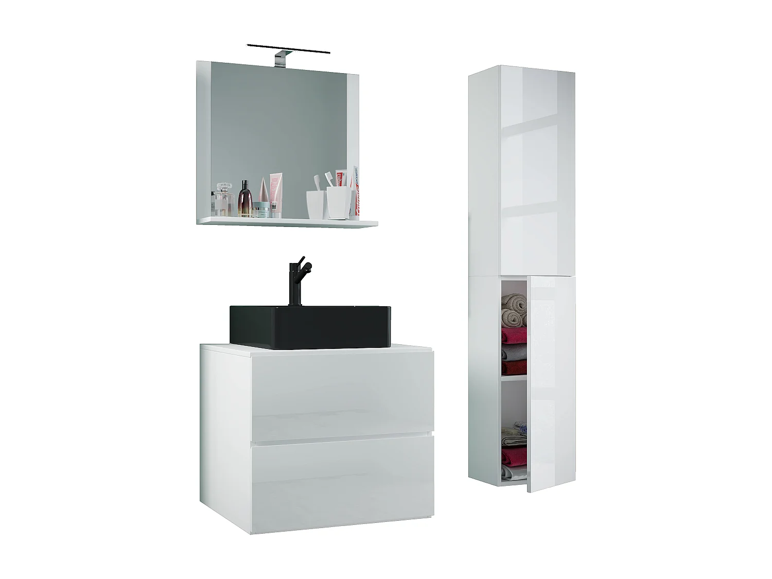 Bathroom furniture washbasin Lendas White H. 150 x W. 93 x D. 52 cm