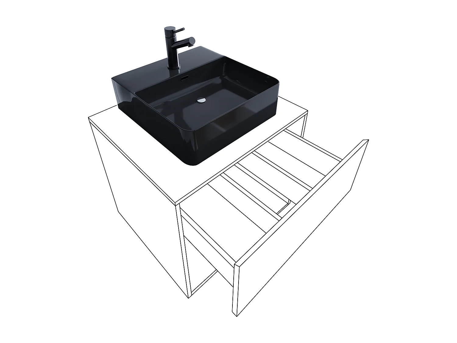 Bathroom furniture washbasin Lendas White H. 150 x W. 93 x D. 52 cm