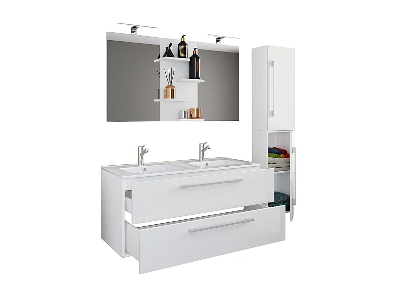 Bathroom furniture washbasin Budasi White H. 150 x W. 145 x D. 46 cm