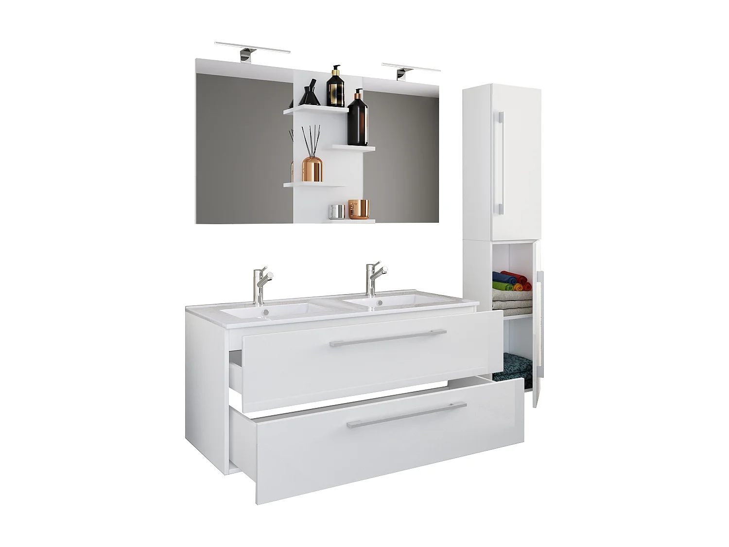 Bathroom furniture washbasin Budasi White H. 150 x W. 145 x D. 46 cm