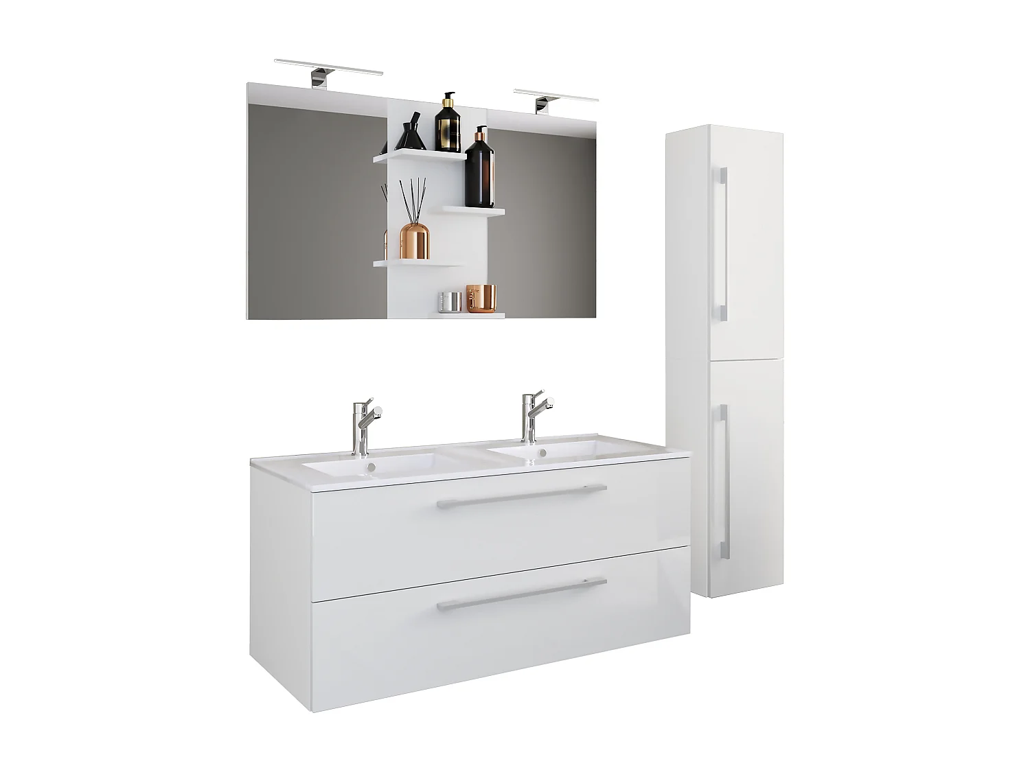 Bathroom furniture washbasin Budasi White H. 150 x W. 145 x D. 46 cm