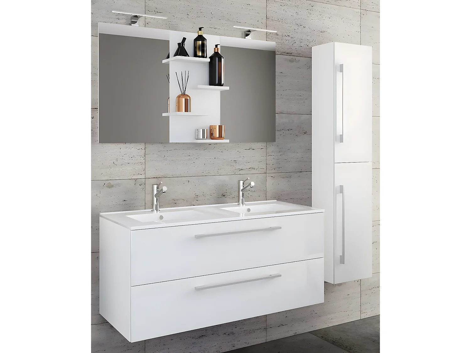 Bathroom furniture washbasin Budasi White H. 150 x W. 145 x D. 46 cm