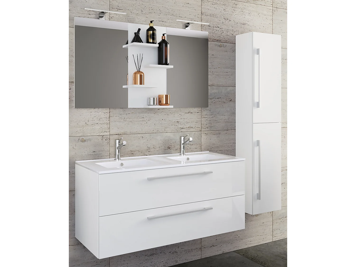 Bathroom furniture washbasin Budasi White H. 150 x W. 145 x D. 46 cm
