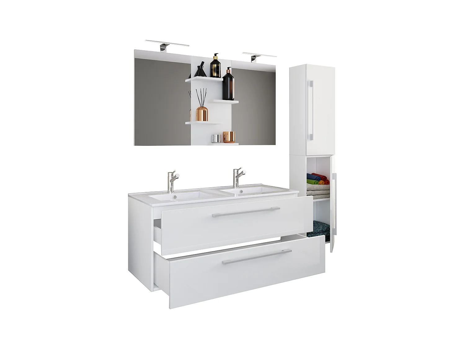 Bathroom furniture washbasin Budasi White H. 150 x W. 145 x D. 46 cm
