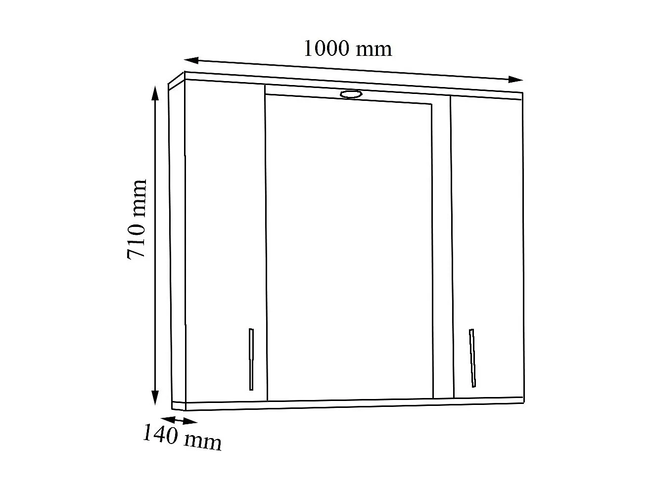 Bathroom furniture Mirror cabinet Silora Anthracite H. 71 x W. 100 x D. 14 cm