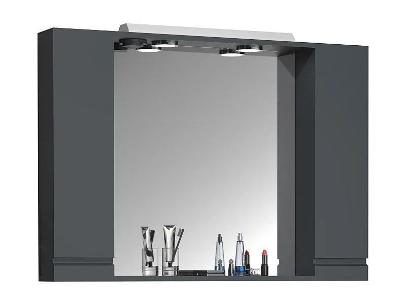 Bathroom furniture Mirror cabinet Silora Anthracite H. 71 x W. 100 x D. 14 cm