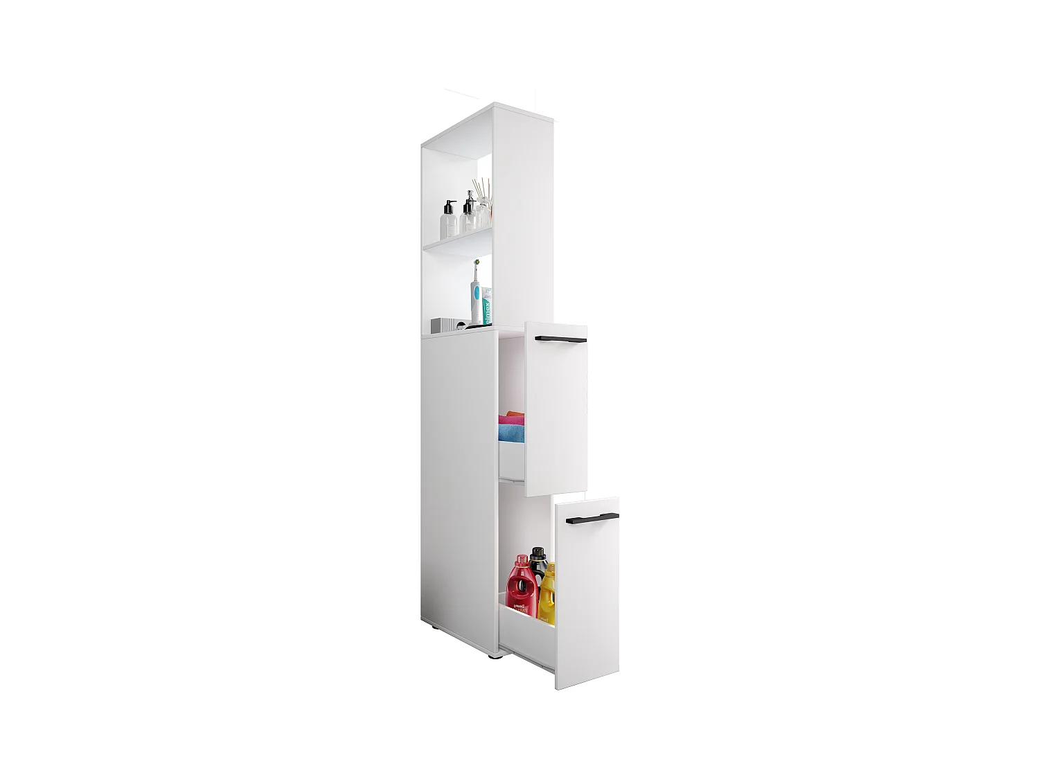Bathroom furniture high cabinet Sadilo White H. 183 x W. 25 x D. 50 cm