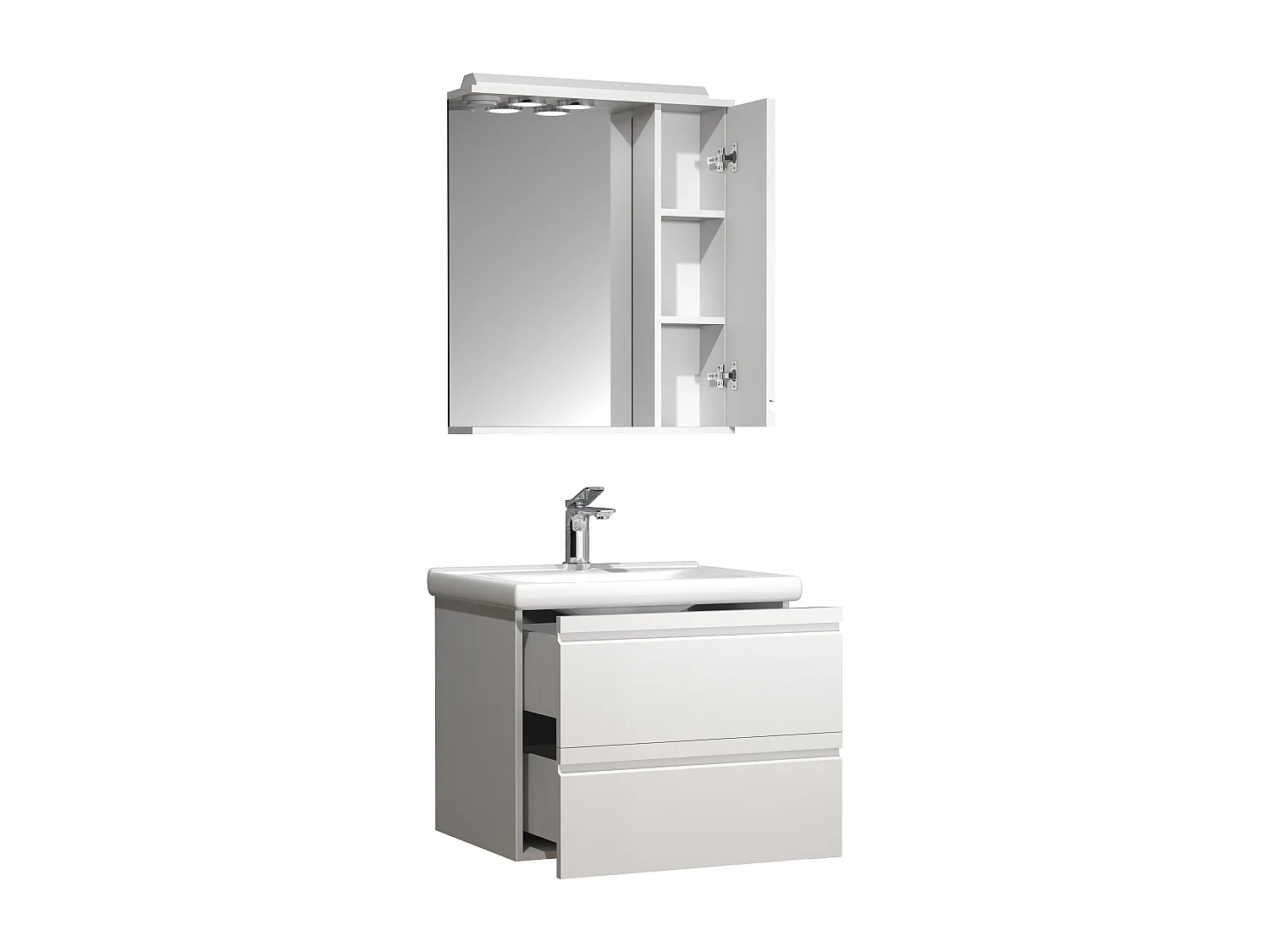 Bathroom furniture washbasin Silora White H. 125 x W. 60 x D. 46 cm