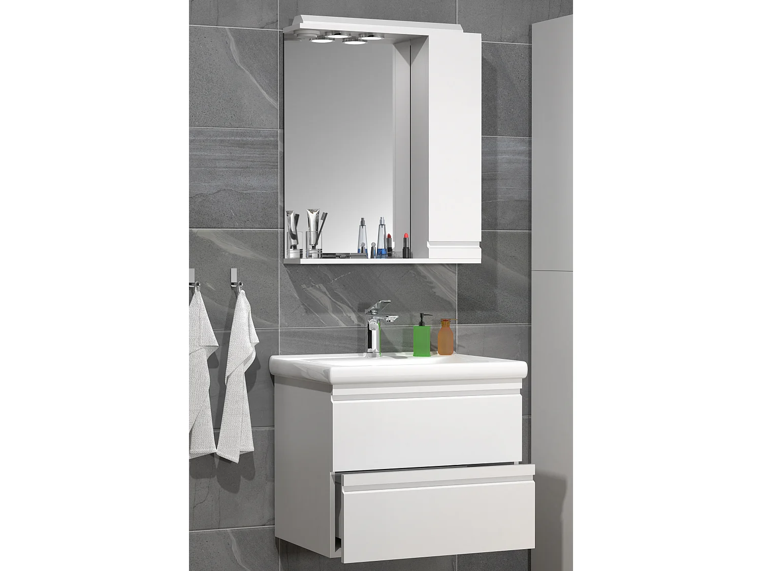 Bathroom furniture washbasin Silora White H. 125 x W. 60 x D. 46 cm