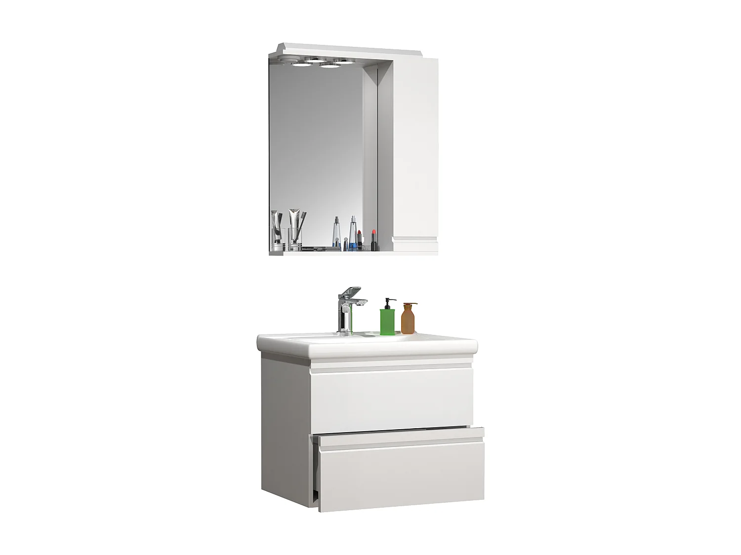 Bathroom furniture washbasin Silora White H. 125 x W. 60 x D. 46 cm