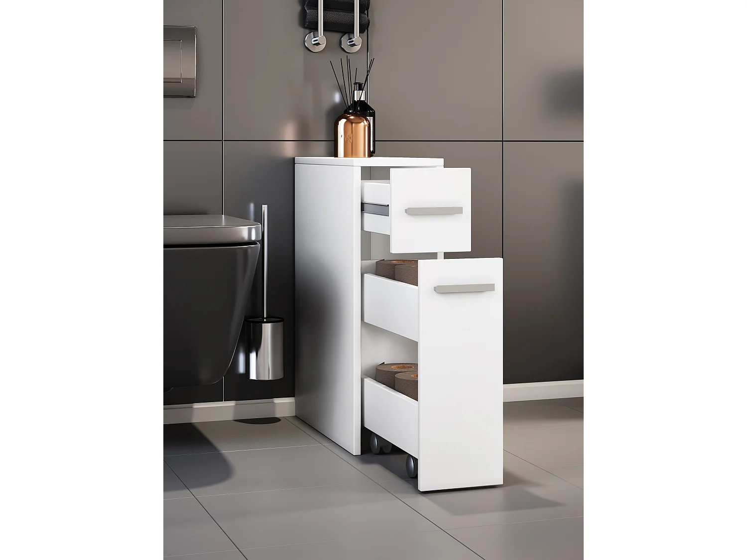 Bathroom furniture Midischrank Zalo White H. 61 x W. 20 x D. 45 cm