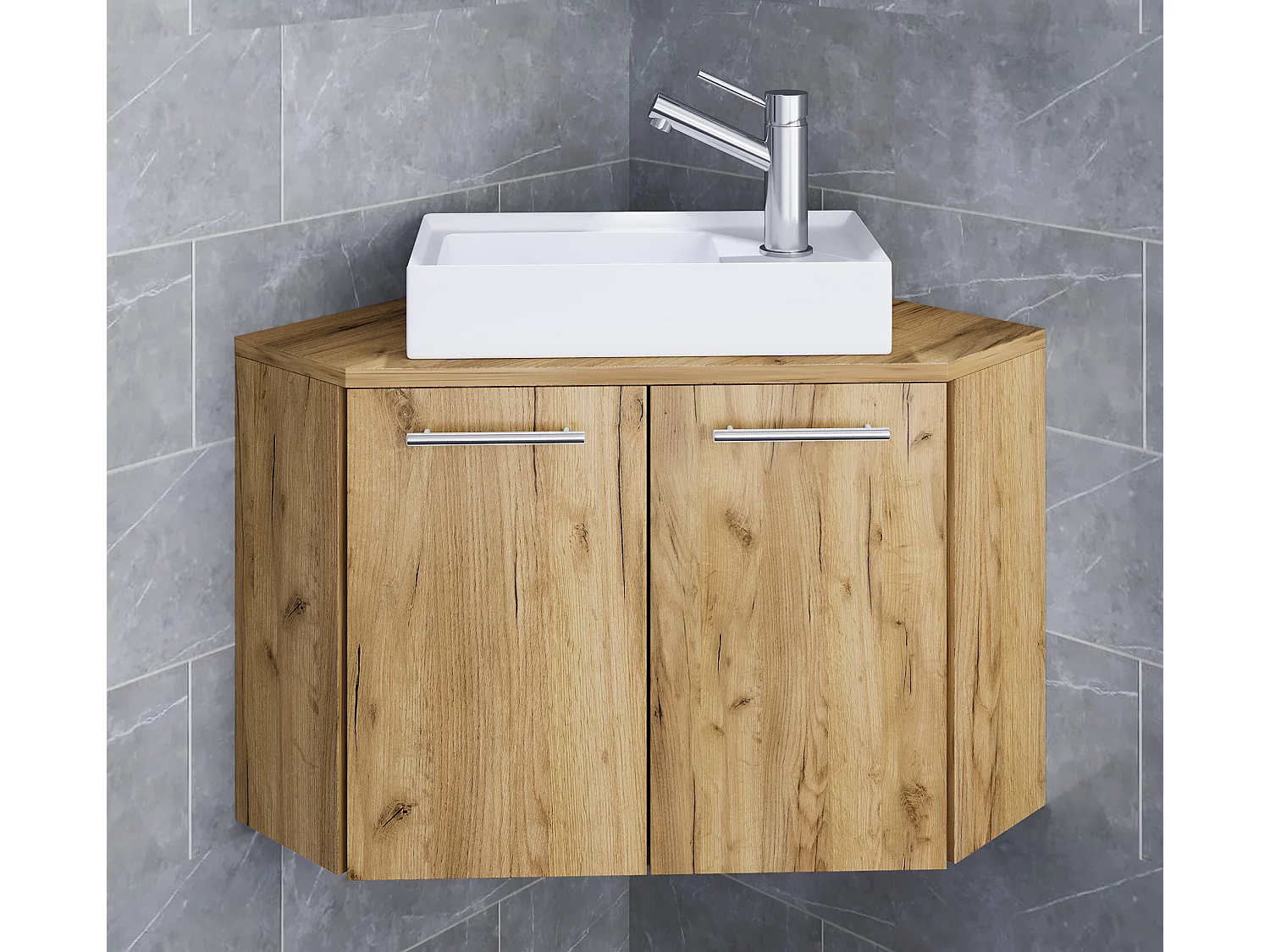 Bathroom furniture washbasin Vilosa Honey oak H. 42 x W. 50 x D. 50 cm
