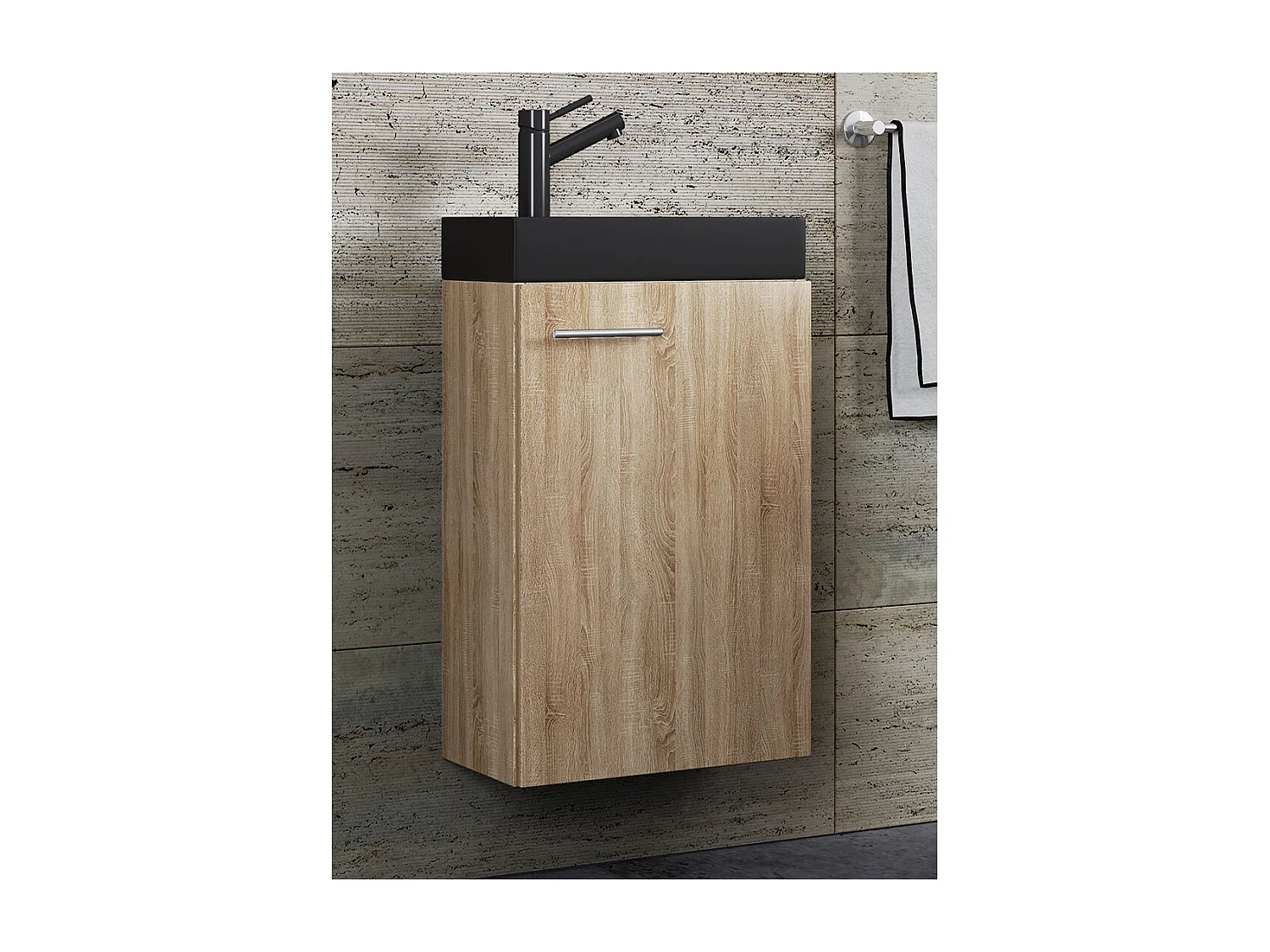 2-tlg Waschtisch Slito Toilette schmal Schwarz