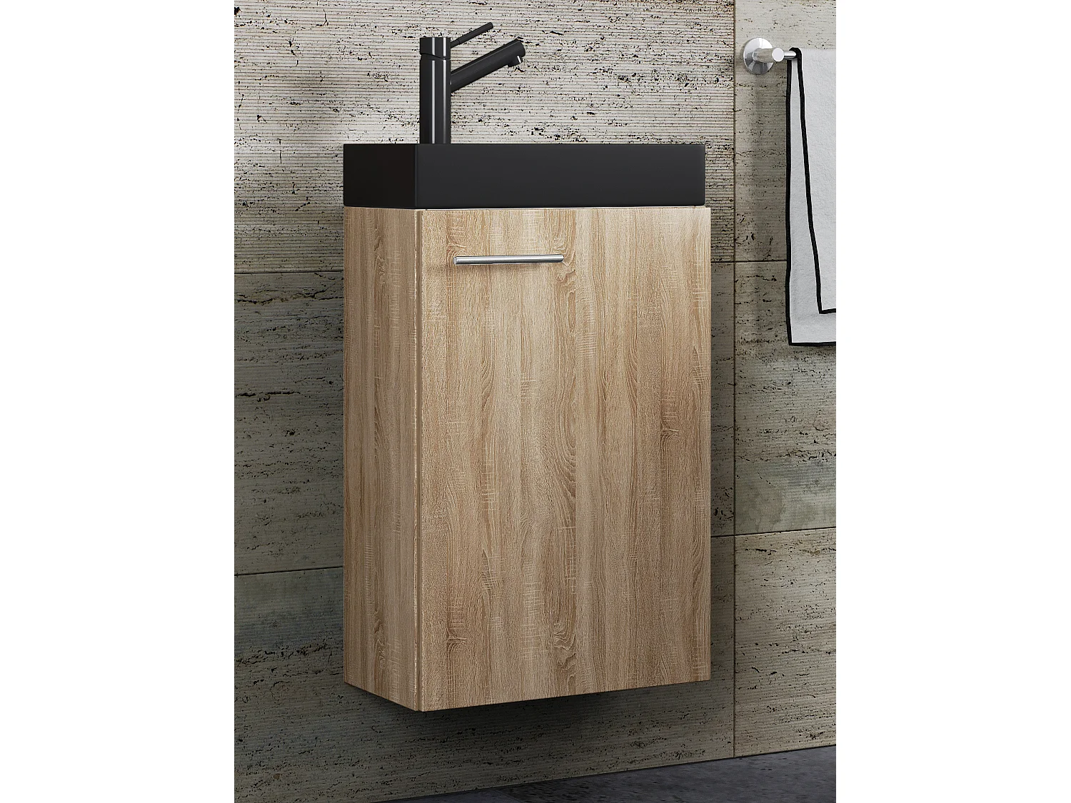 2-tlg Waschtisch Slito Toilette schmal Schwarz