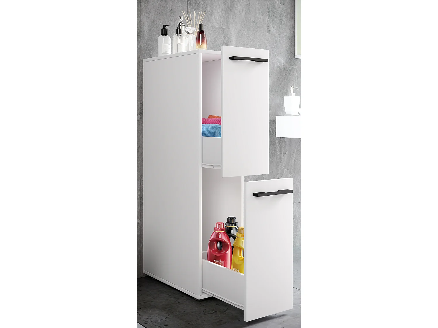 Bathroom furniture Midischrank Sadilo White H. 110 x W. 25 x D. 50 cm