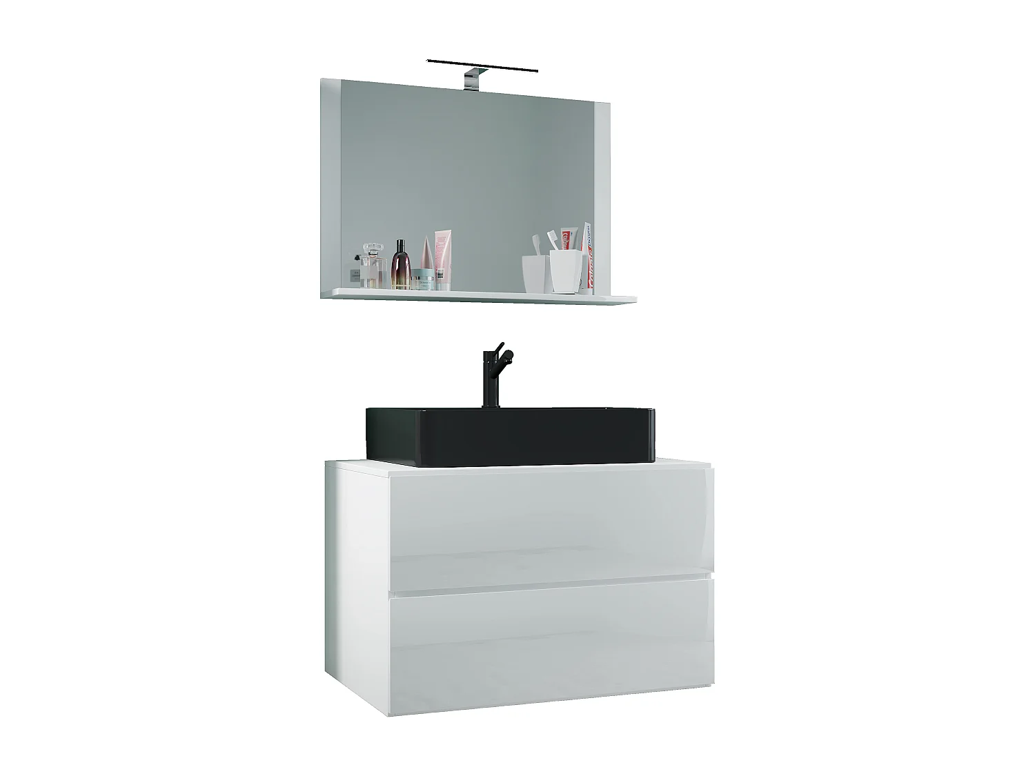 Bathroom furniture washbasin Lendas White H. 124 x W. 80 x D. 52 cm
