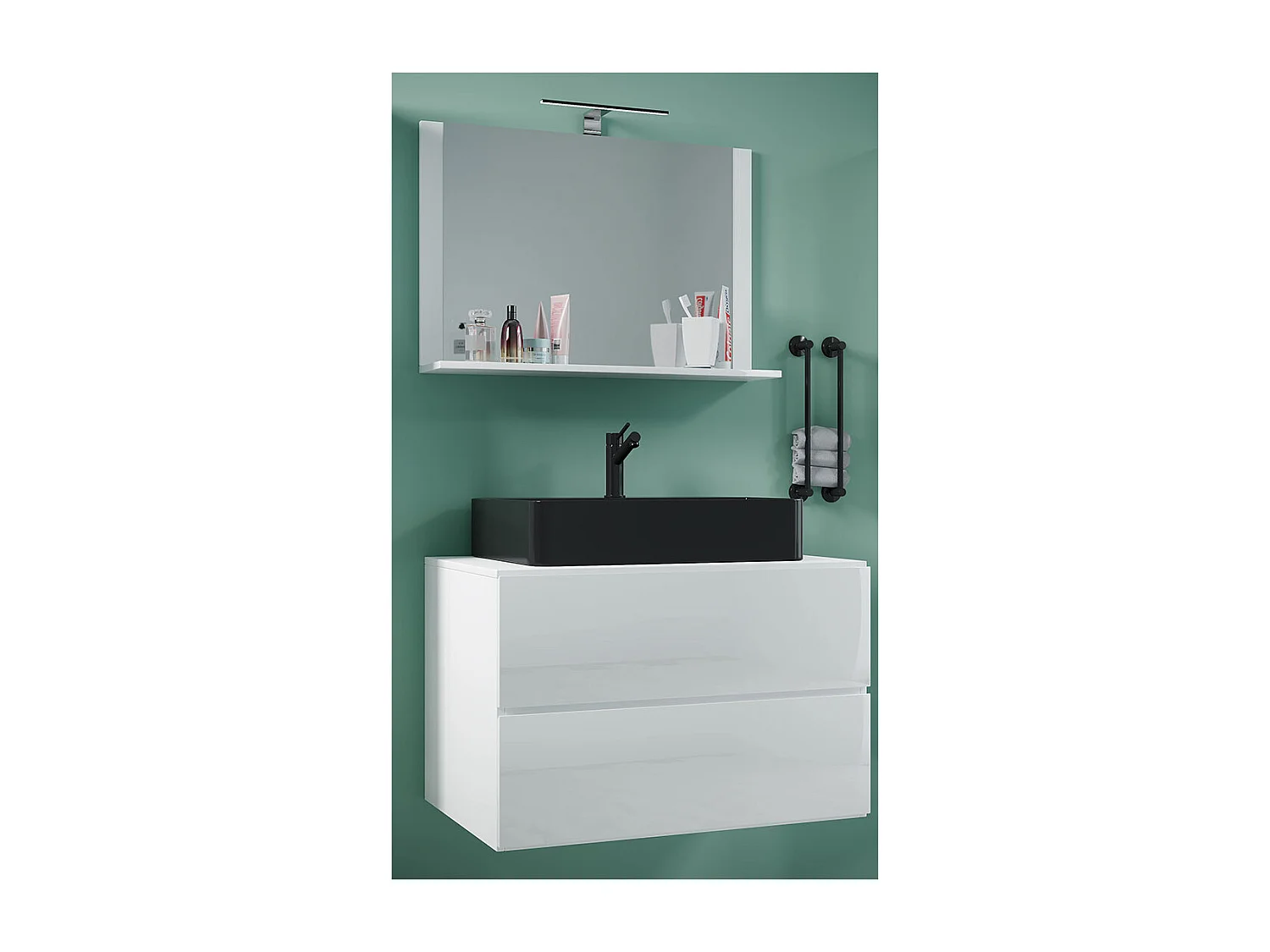 3-tlg Waschtisch Badmöbel Lendas 80 cm M Schublade