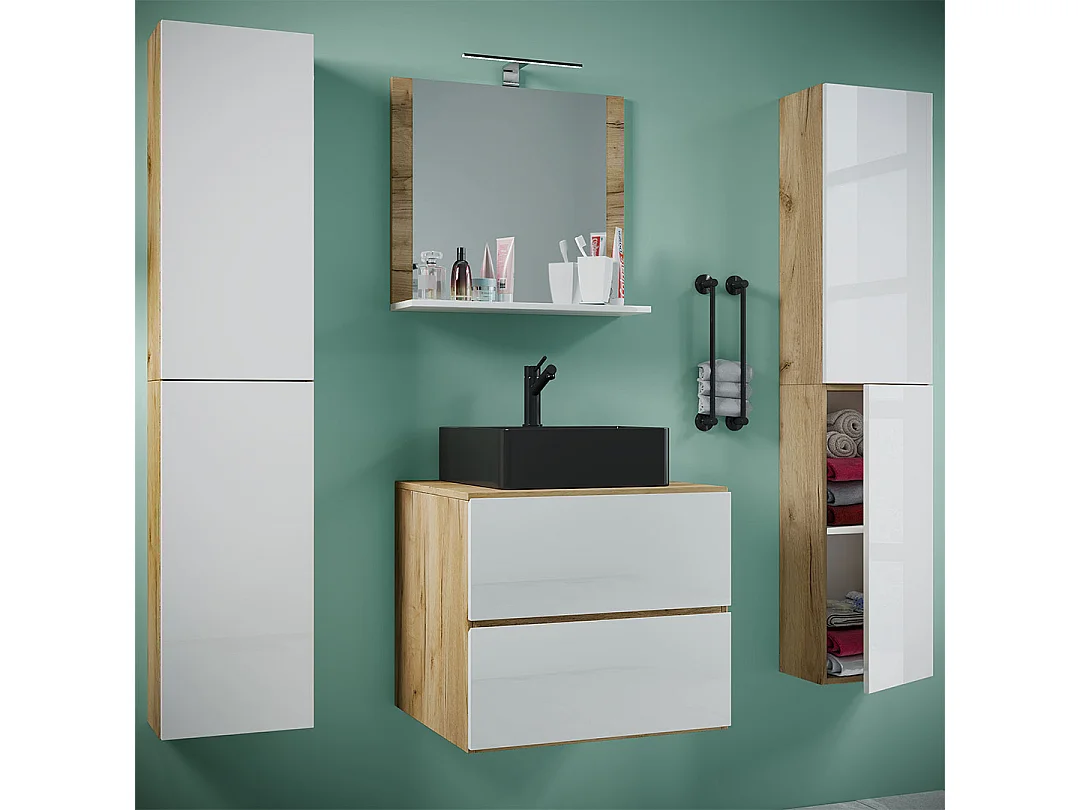 5-tlg Waschtisch Badmöbel 60cm Lendas XL Schublade