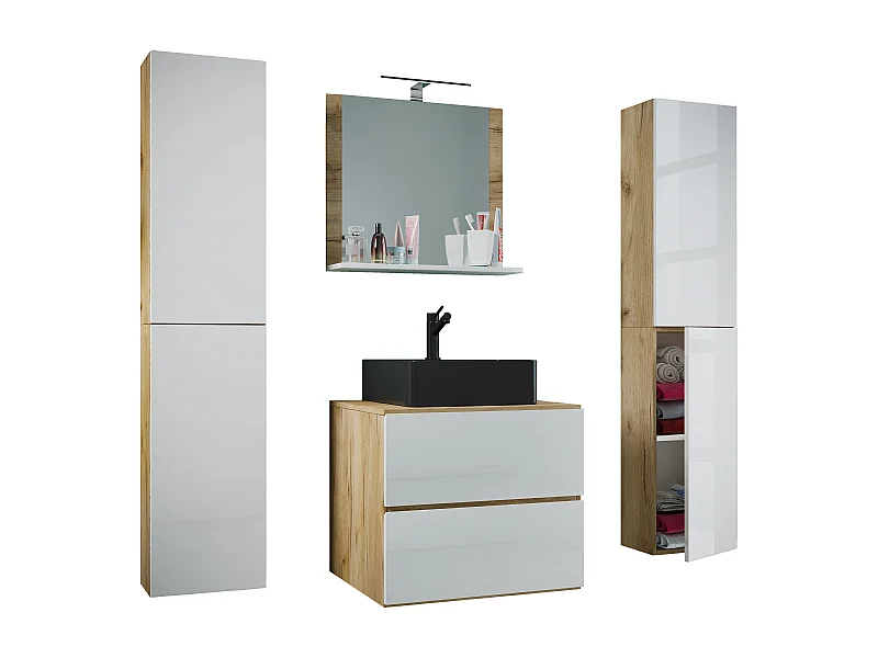 5-tlg Waschtisch Badmöbel 60cm Lendas XL Schublade