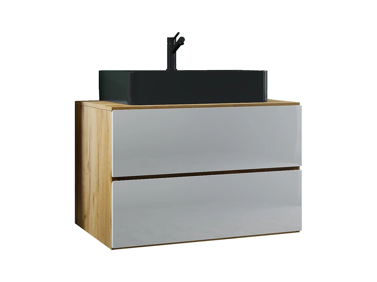 Bathroom furniture washbasin Lendas Honey oak / White H. 52 x W. 80 x D. 52 cm