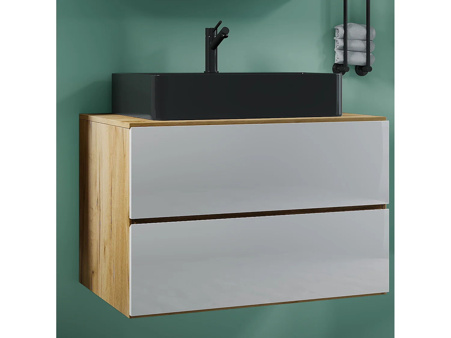 umywalka do mebli łazienkowych Lendas Dąb miodowy / Biały W. 52 x S. 80 x G. 52 cm