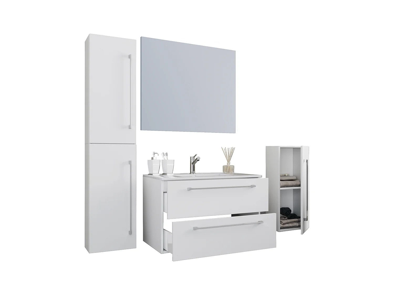 5-tlg. Waschplatz Waschtisch Badinos Schublade SP