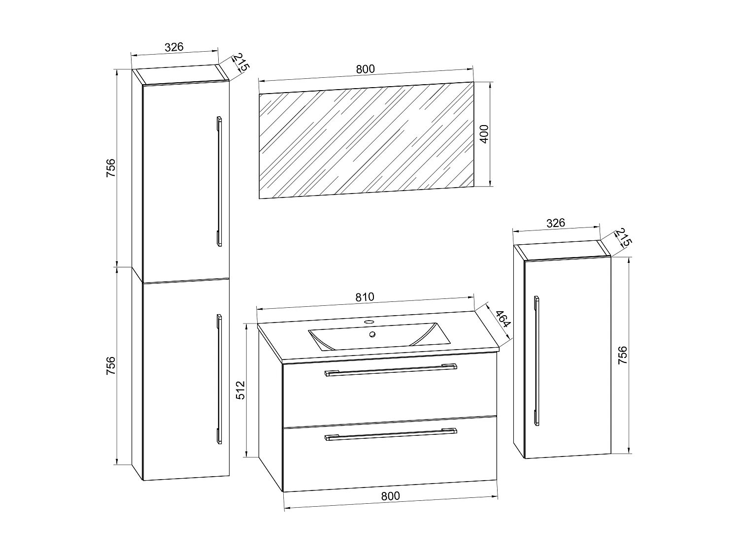 5 pcs. lavabo Badinos SP