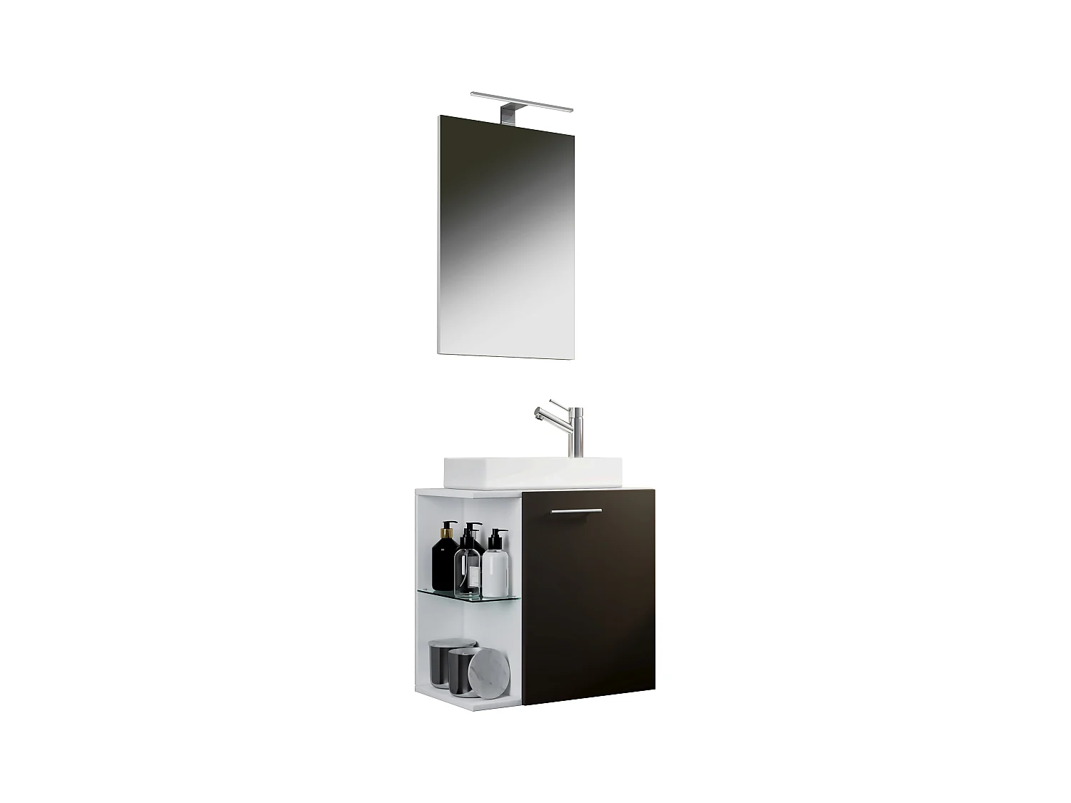 Bathroom furniture washbasin Hausa White / Anthracite H. 122 x W. 52 x D. 34 cm