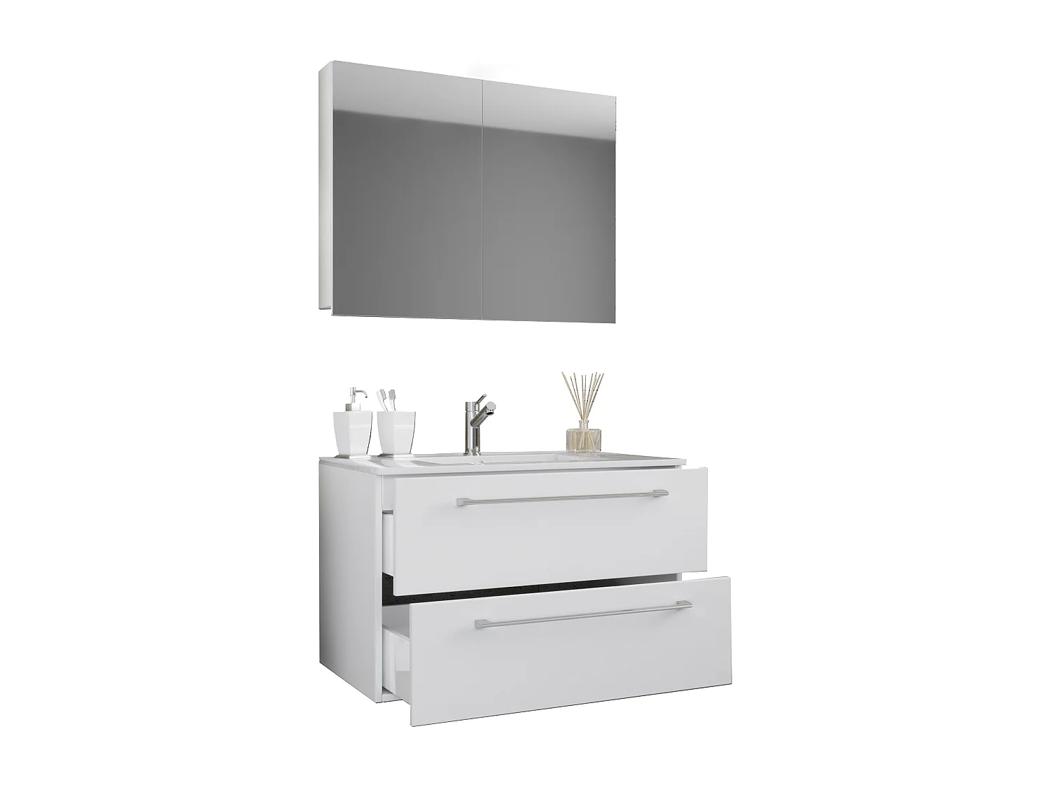 Bathroom furniture washbasin Badinos Black H. 111 x W. 80 x D. 46 cm