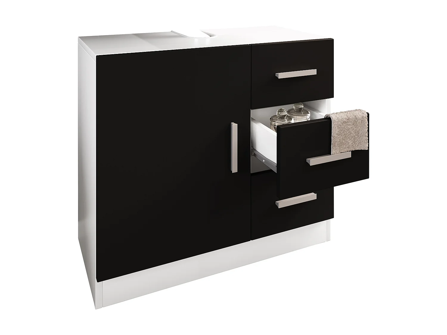 Bathroom furniture washbasin cabinet Zalo White / Black H. 56 x W. 63 x D. 30 cm