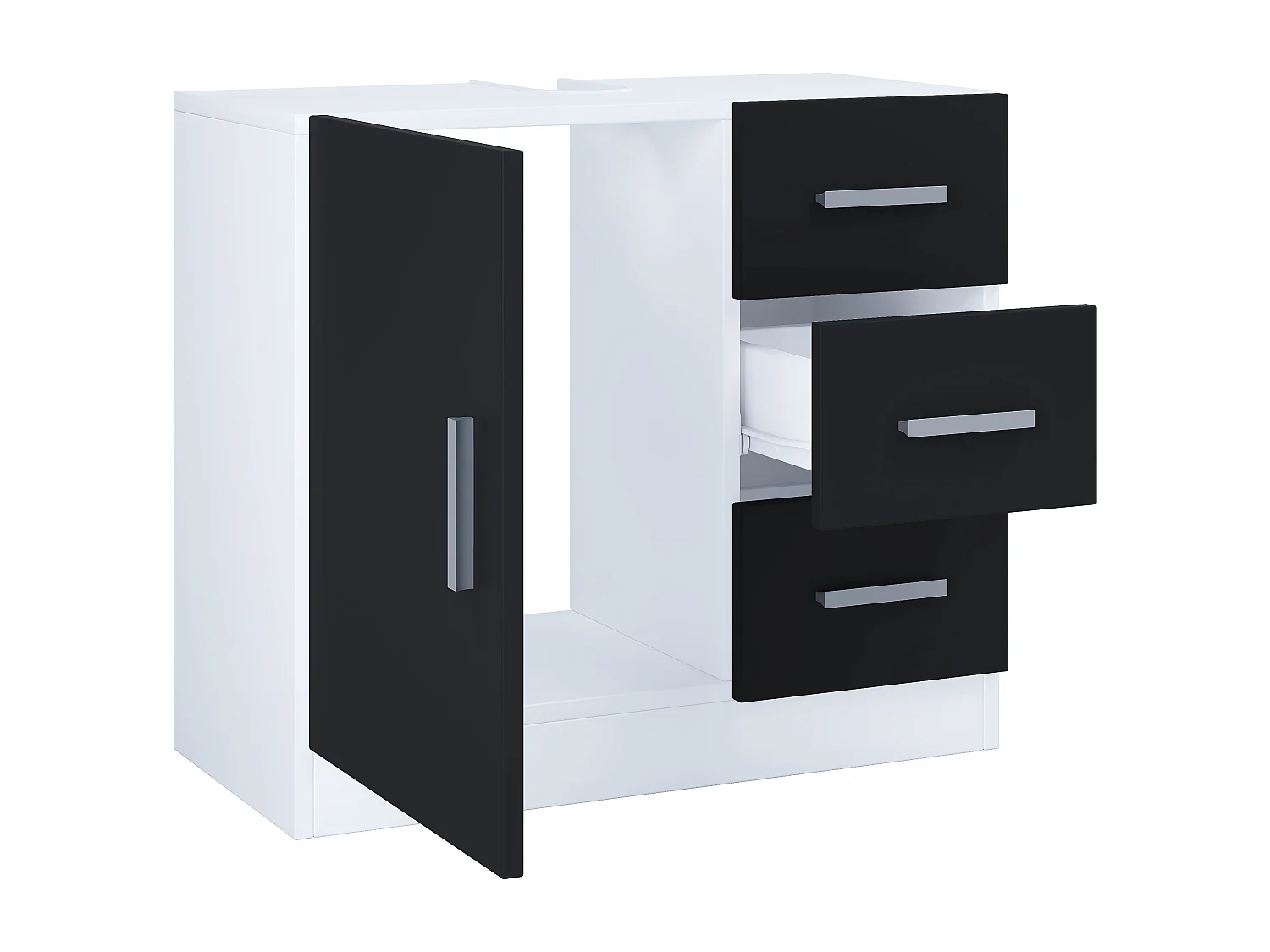 Bathroom furniture washbasin cabinet Zalo White / Black H. 56 x W. 63 x D. 30 cm