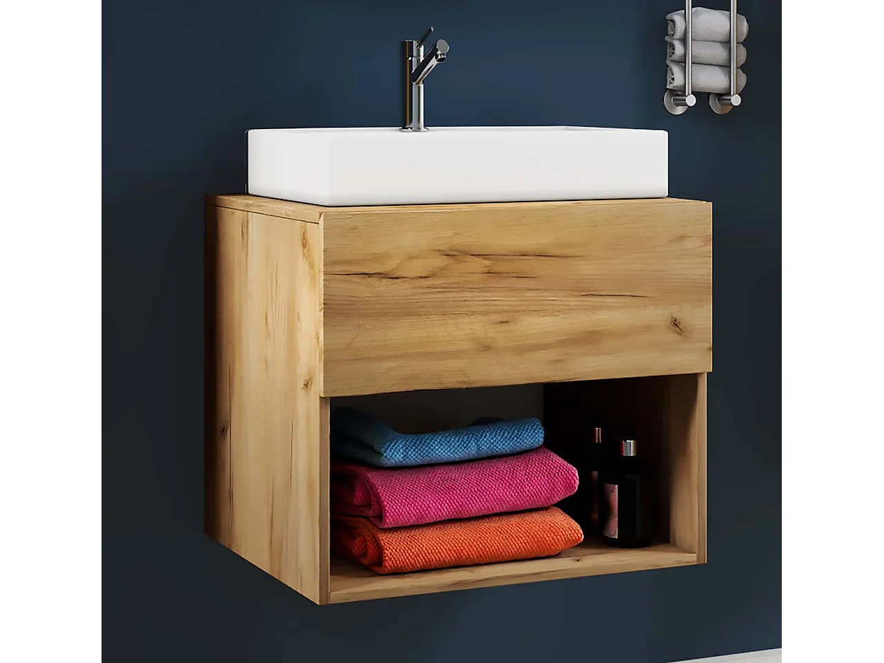 Bathroom furniture washbasin Lendas Honey oak H. 69 x W. 60 x D. 52 cm