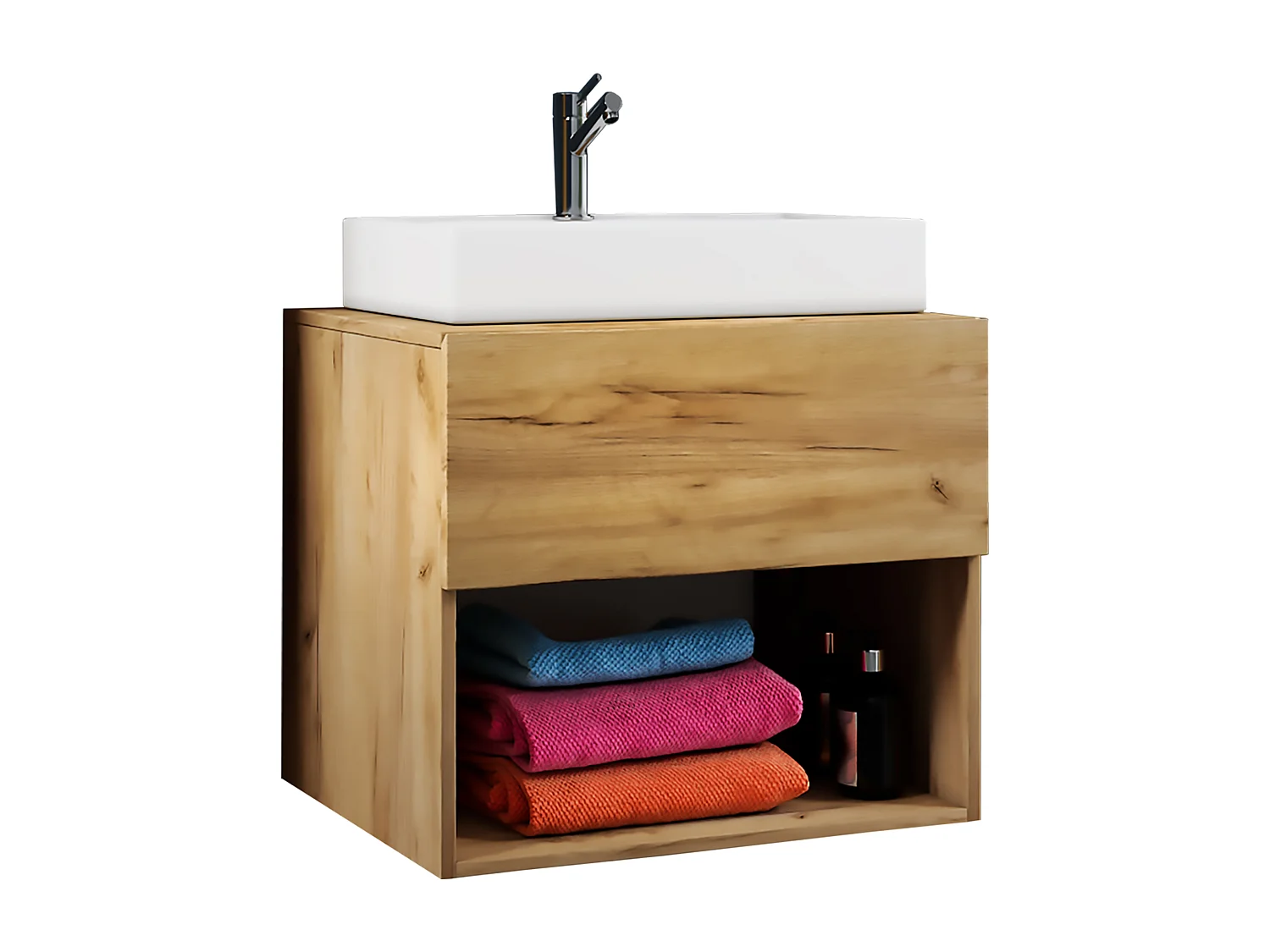 Bathroom furniture washbasin Lendas Honey oak H. 69 x W. 60 x D. 52 cm