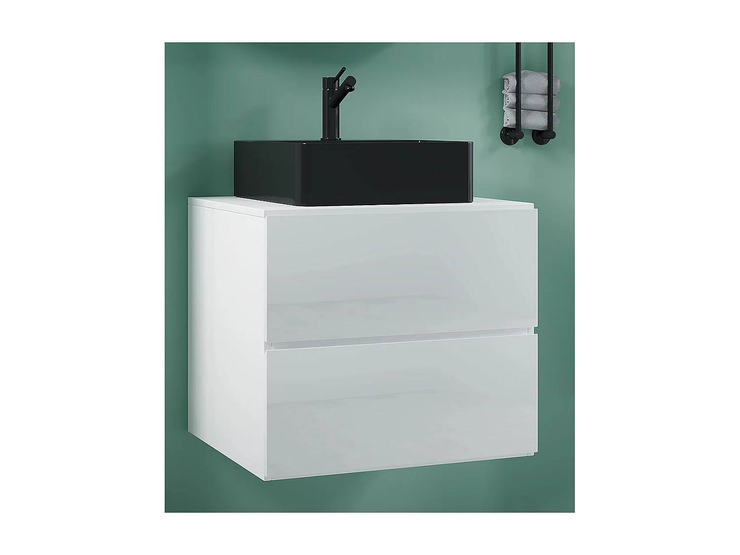 Bathroom furniture washbasin Lendas White H. 52 x W. 60 x D. 52 cm
