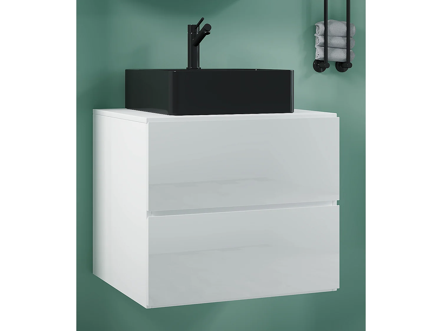 Bathroom furniture washbasin Lendas White H. 52 x W. 60 x D. 52 cm
