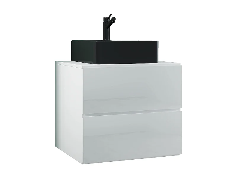 VCM 2 pcs Lavatório | lavatório preto largura inferior do armário 60 cm | Móveis de casa de banho com gavetas | Lendas S BL (Branco)