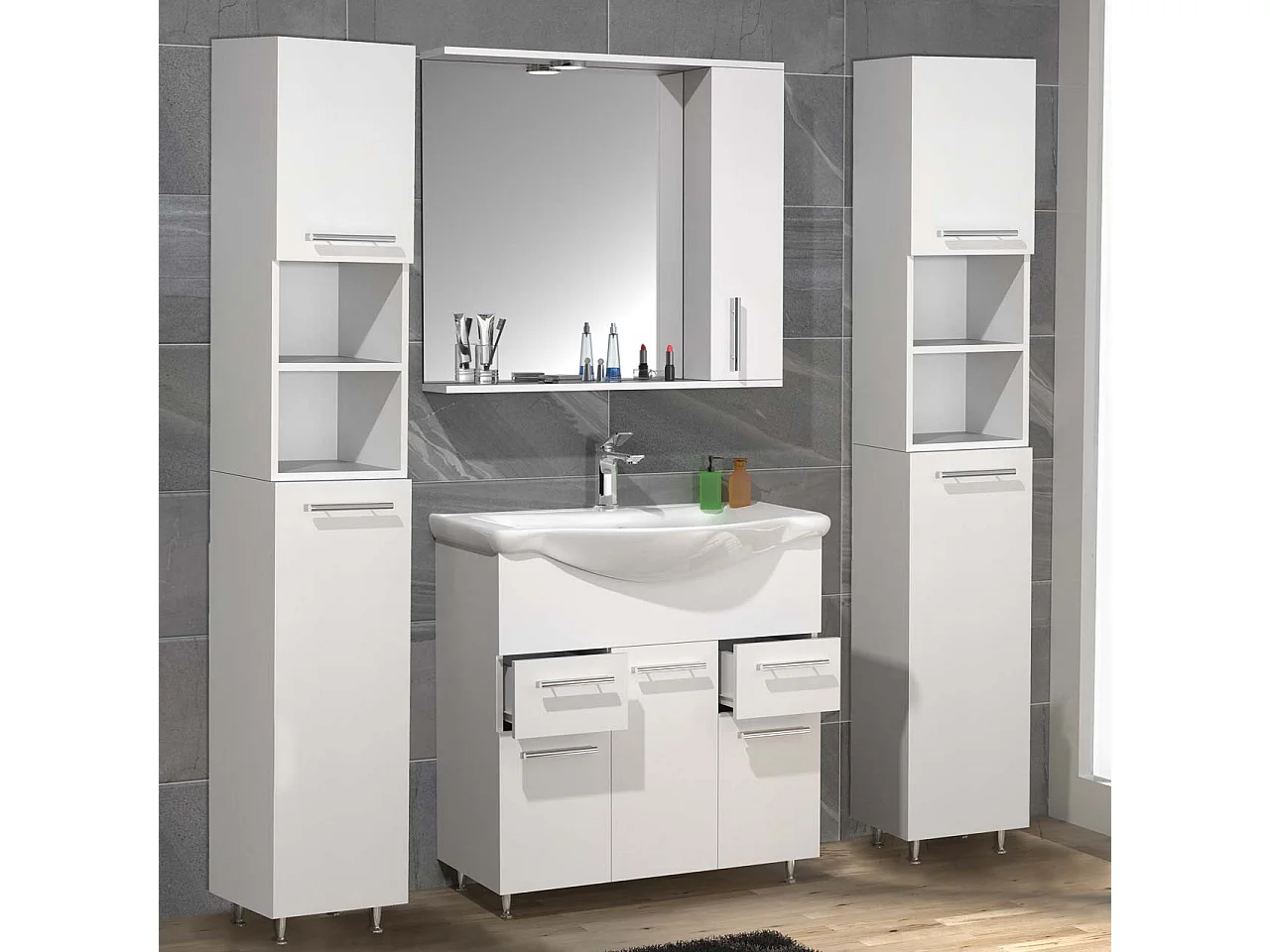 5-tlg. Waschplatz Waschtisch Schubladen Lisalo XL