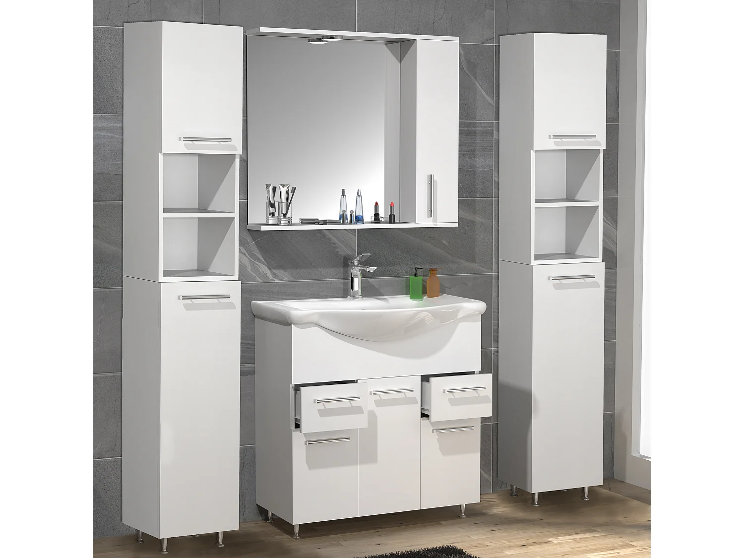 5-tlg. Waschplatz Waschtisch Schubladen Lisalo XL