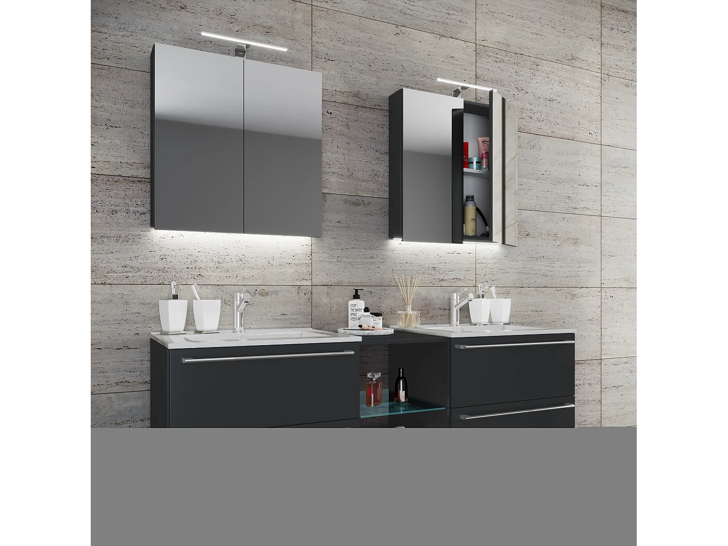 Gruppo lavabo 3 pezzi Lavabo Badinos XXL