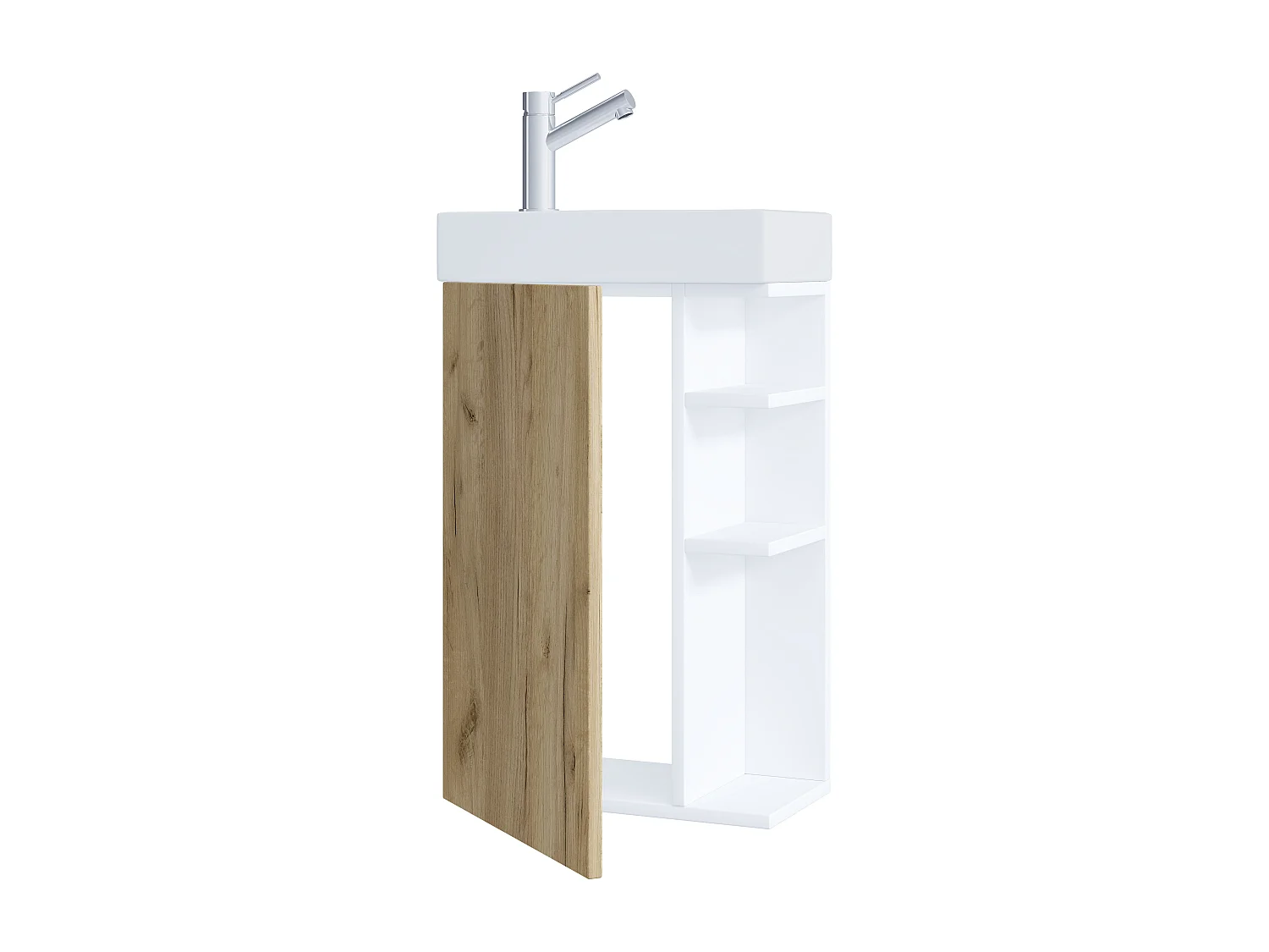 Bathroom furniture washbasin Lumia White / Honey oak H. 70 x W. 40 x D. 22 cm