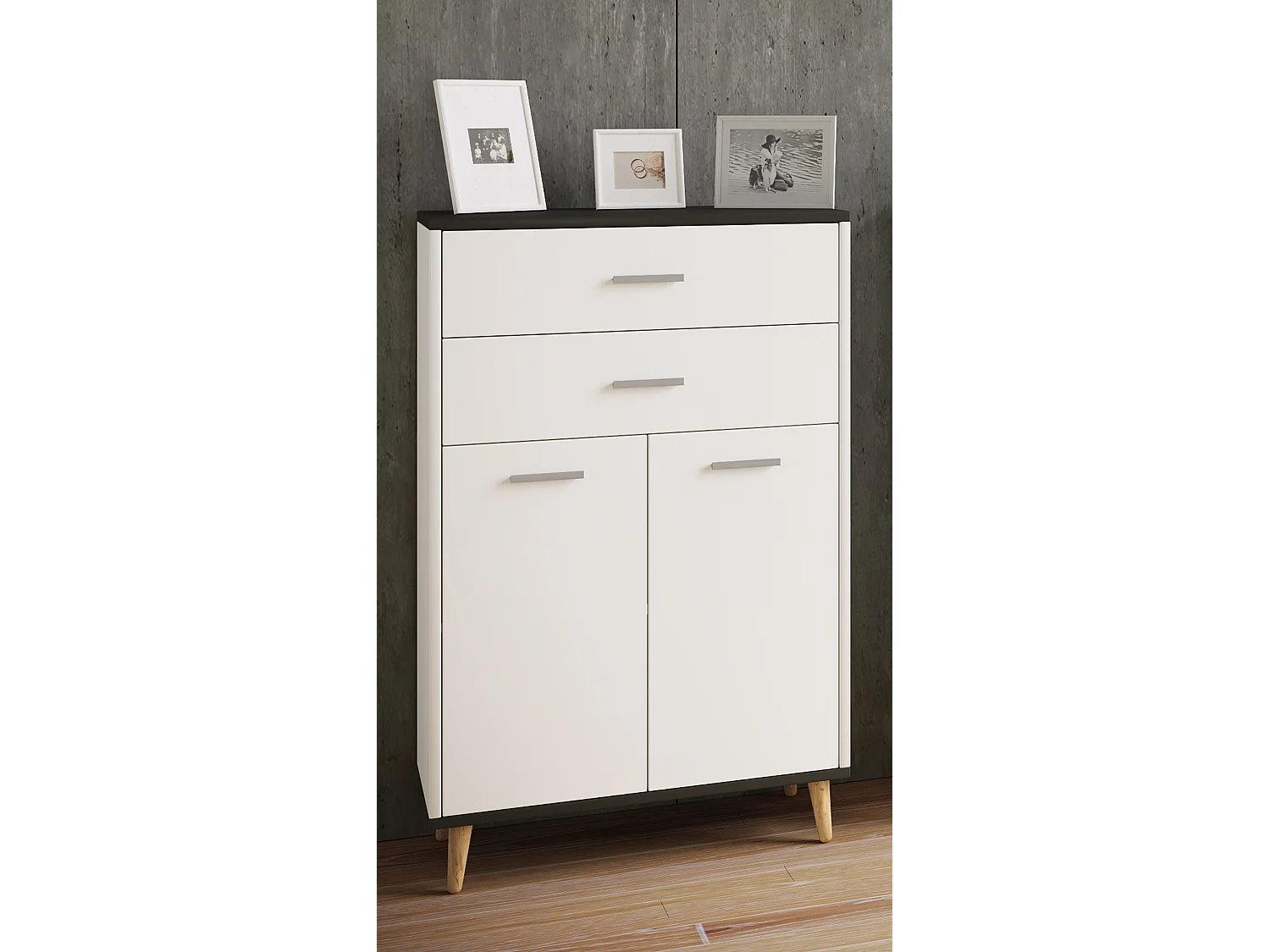 Bathroom furniture Midischrank Landos White / Anthracite H. 97 x W. 60 x D. 28 cm