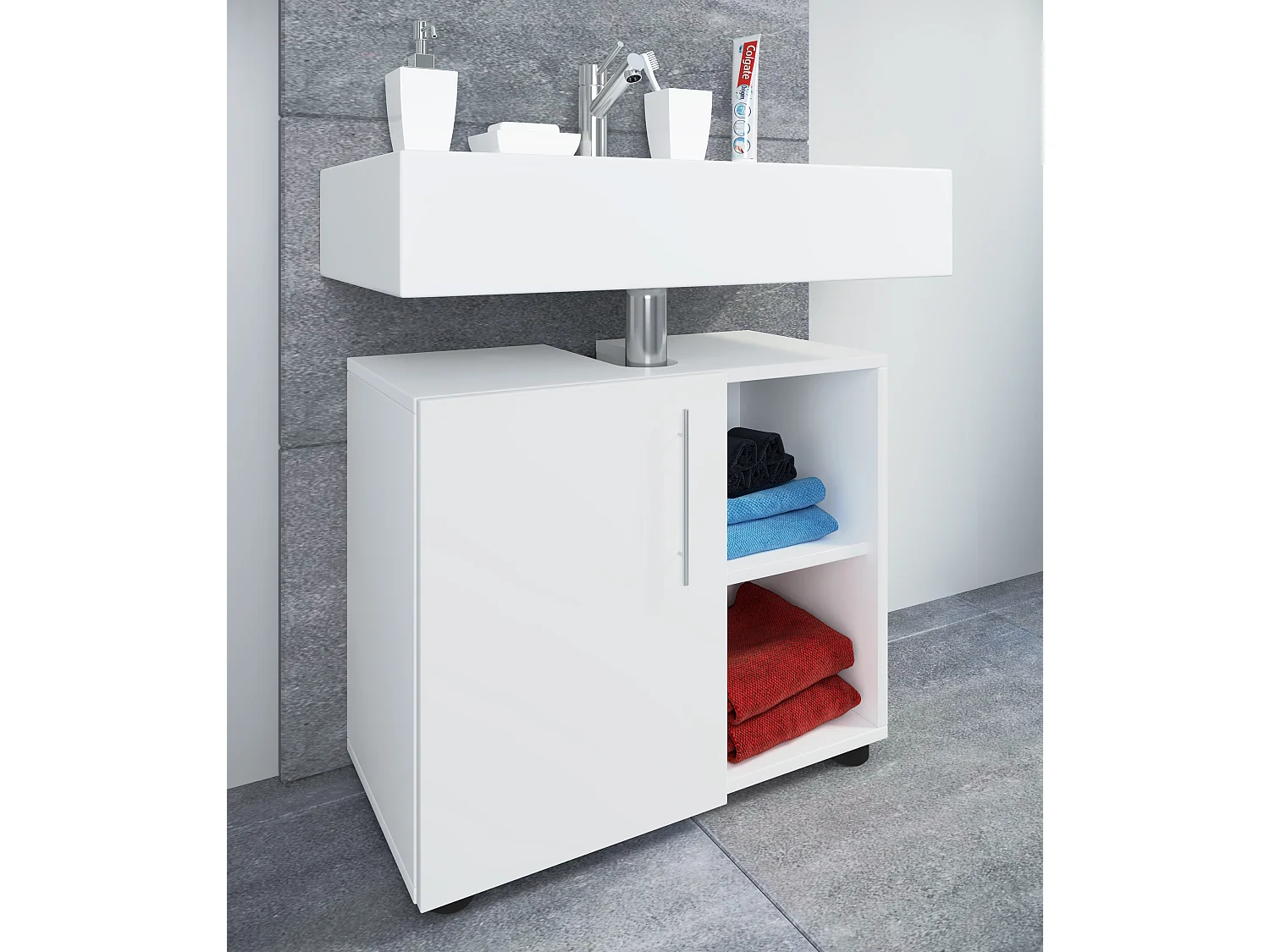 Mobiliário de banheiro armário de lavatório Flandu Branco A. 51 x L. 60 x P. 30 cm