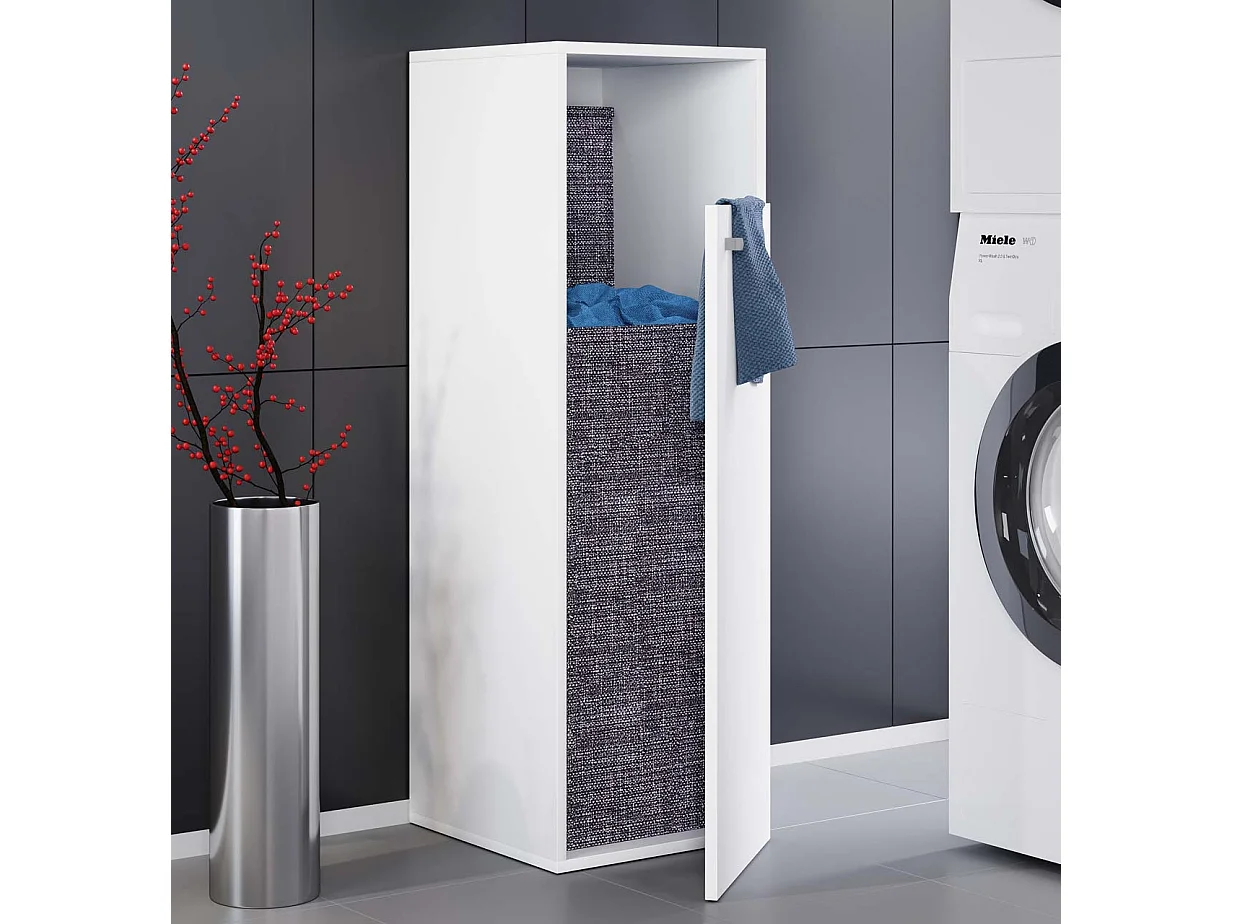 VCM Wood Clothes Cabinet | Descanso de roupas | Cesta de lavandaria | Dimensões aprox. A. 110 x L. 40 x P. 39 cm - Dreso XL 1f (Branco)