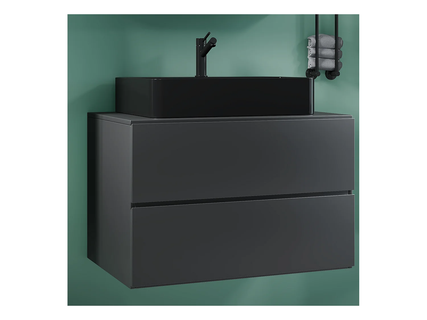 Bathroom furniture washbasin Lendas Anthracite H. 52 x W. 80 x D. 52 cm