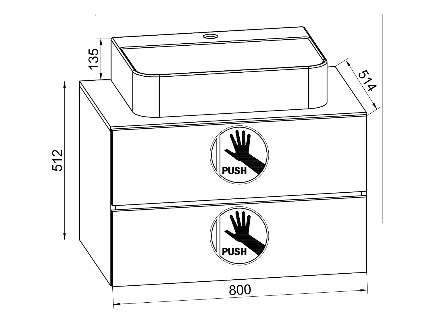 Bathroom furniture washbasin Lendas Anthracite H. 52 x W. 80 x D. 52 cm