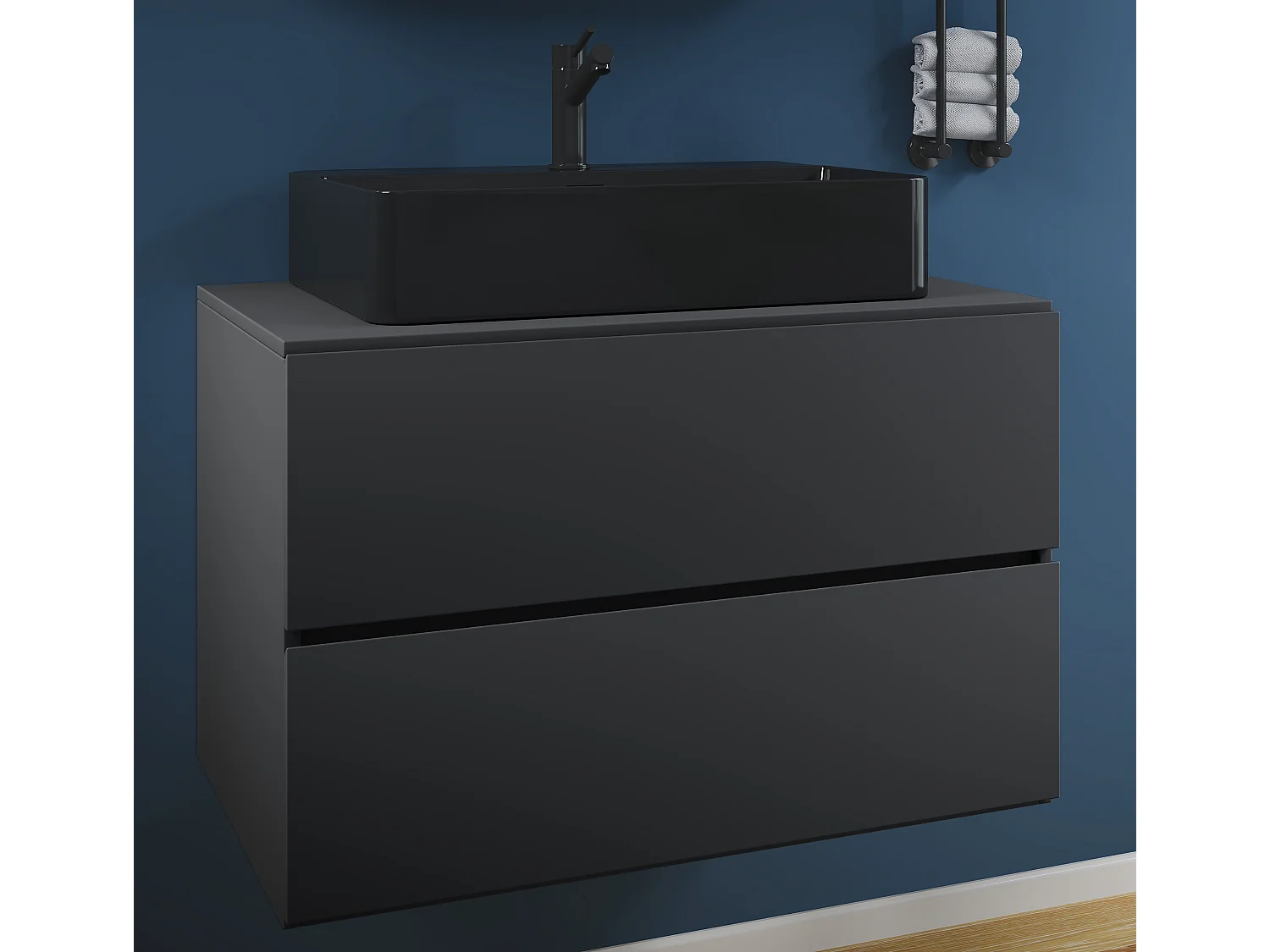 Bathroom furniture washbasin Lendas Anthracite H. 52 x W. 80 x D. 52 cm