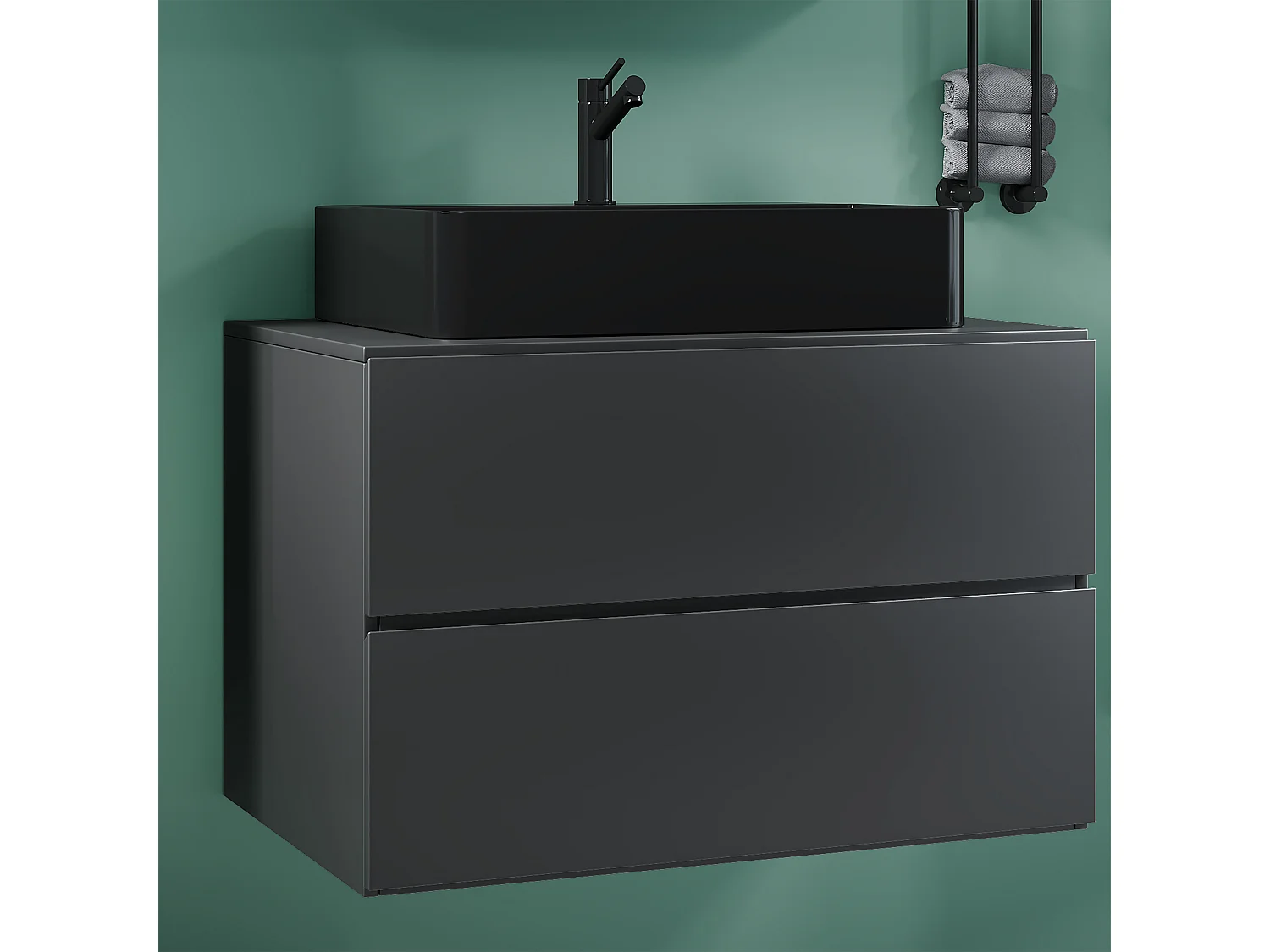 Bathroom furniture washbasin Lendas Anthracite H. 52 x W. 80 x D. 52 cm