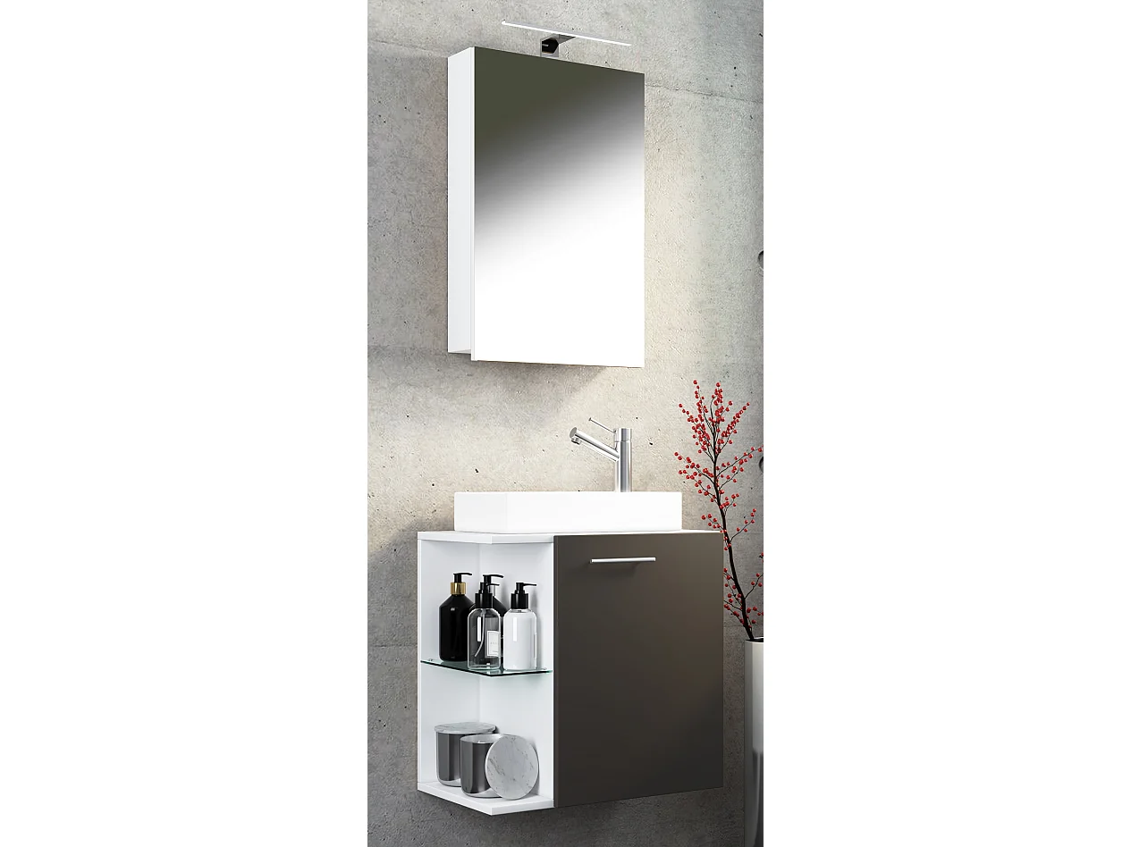 Bathroom furniture washbasin Hausa White / Anthracite H. 122 x W. 52 x D. 34 cm