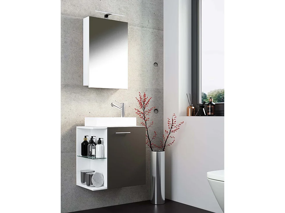 Bathroom furniture washbasin Hausa White / Anthracite H. 122 x W. 52 x D. 34 cm