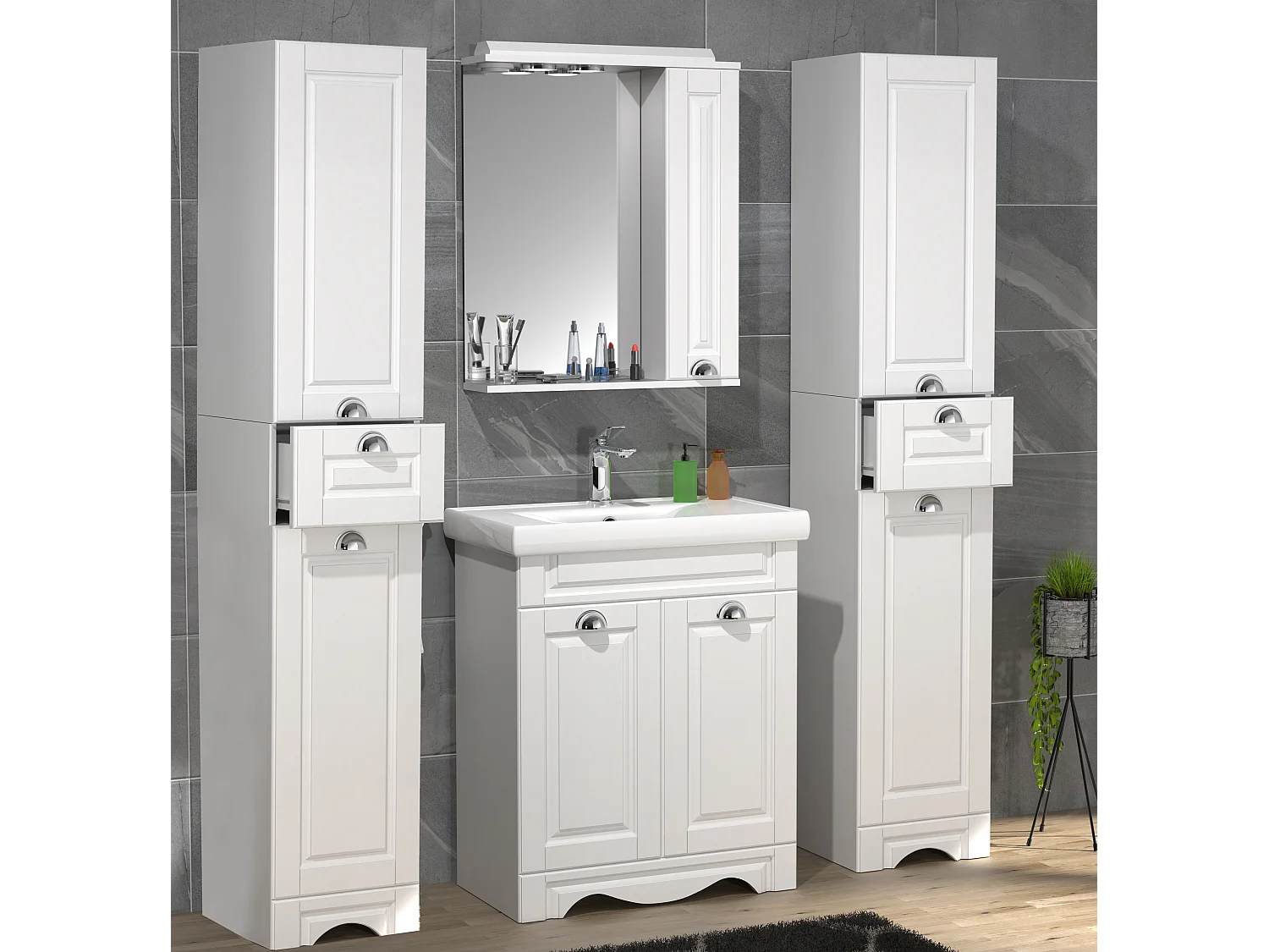 Bathroom furniture washbasin Casalo White H. 180 x W. 128 x D. 46 cm